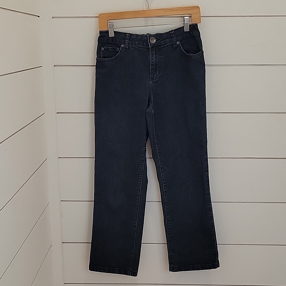 DKNY JEANS size 10 blue straight leg cropped jeans